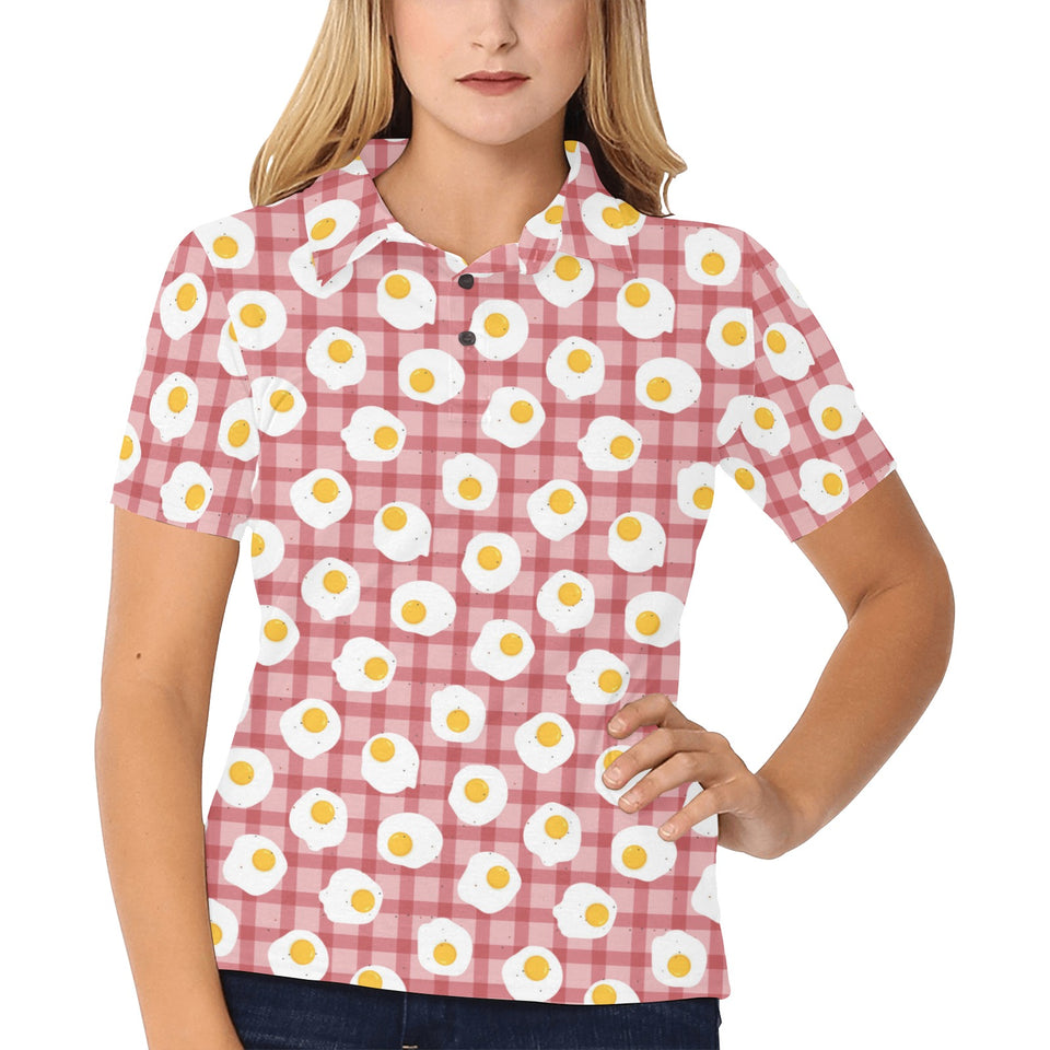 Fried Eggs Pattern Print Design 03 Women's All Over Print Polo Shirt