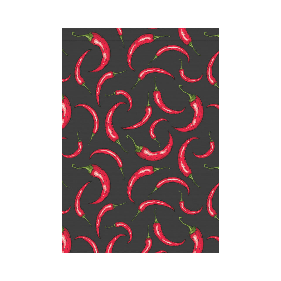 Chili peppers pattern black background House Flag Garden Flag