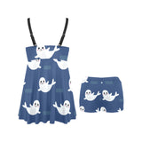 Cute white baby sea lion seal pattern Chest Sexy Pleated Two Piece Swim Dress