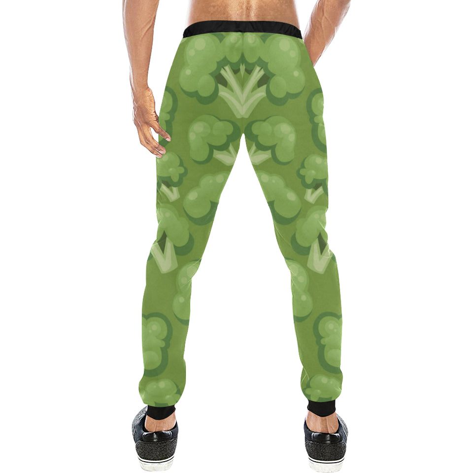 Broccoli pattern green background Unisex Casual Sweatpants