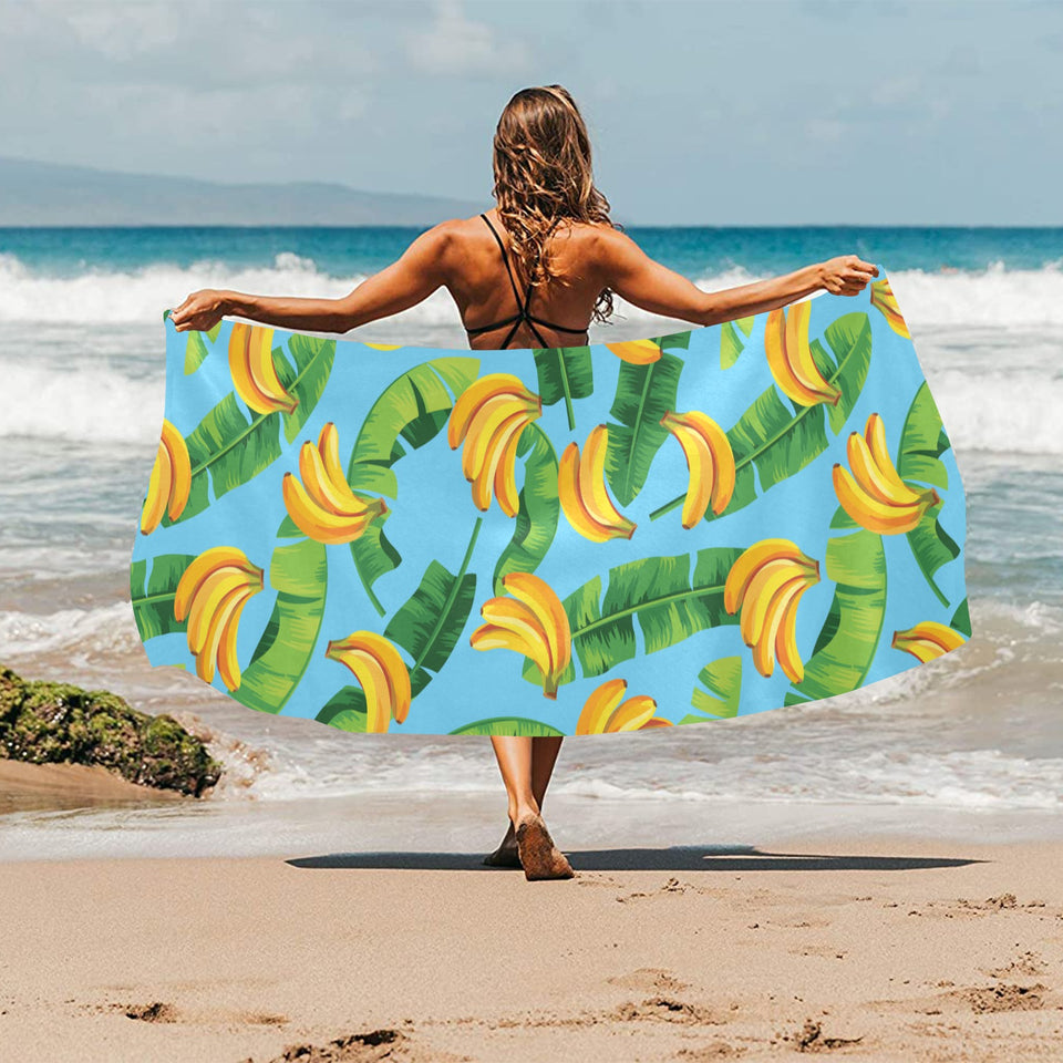 banana leaves banana design pattern Beach Towel