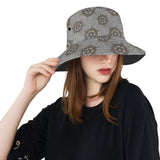 nautical wood steering wheel pattern Unisex Bucket Hat