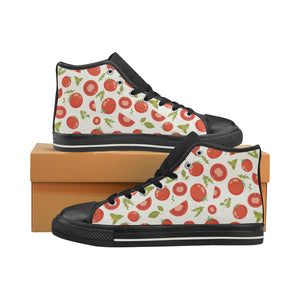 Tomato pattern Women's High Top Canvas Shoes Black