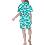 Dolphin sea pattern Kids' Boys' Girls' V-Neck Short Pajama Set