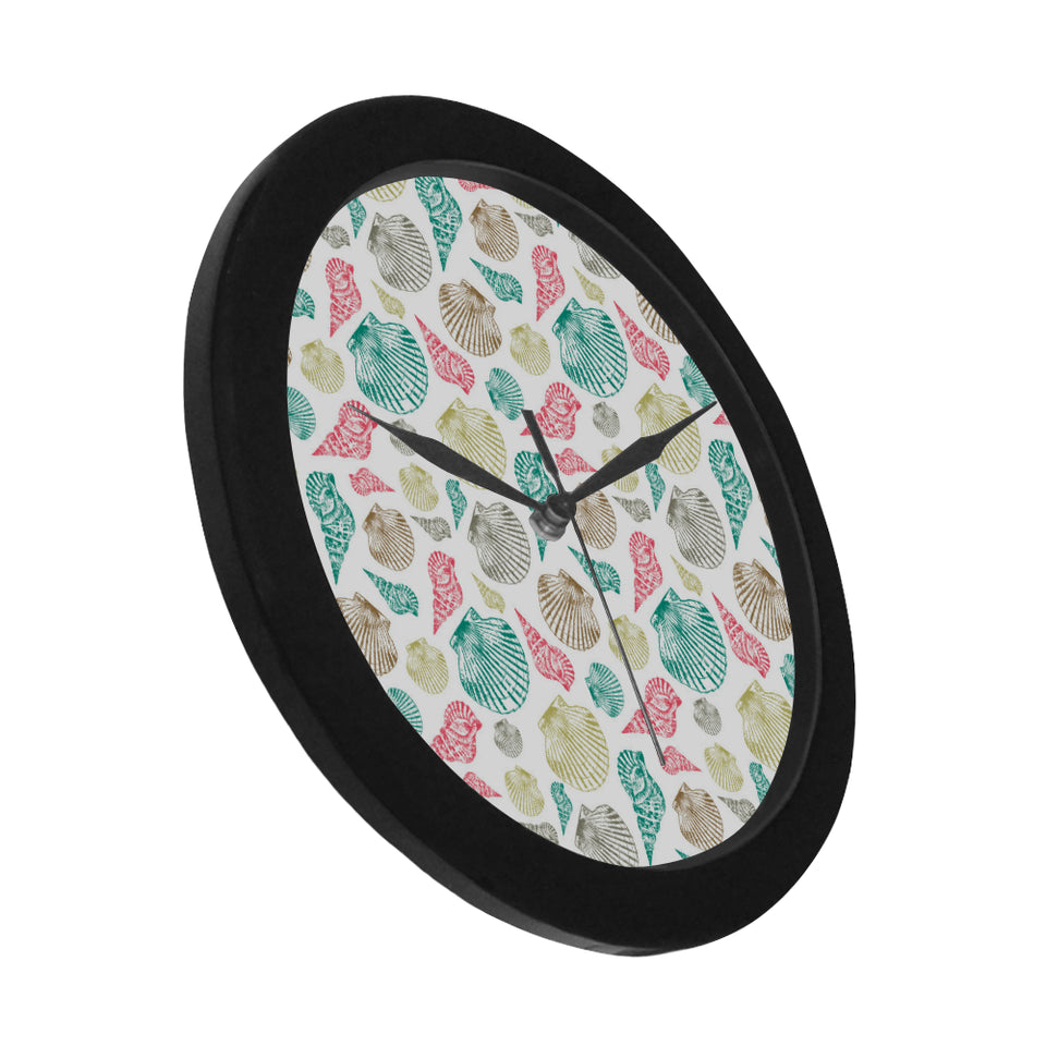 Colorful shell pattern Elegant Black Wall Clock