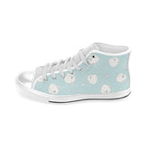 White cute hamsters heart pattern Men's High Top Canvas Shoes White