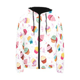 Cake cupcake design pattern Men's Padded Hooded Jacket