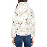 Beautiful Japanese cranes pattern Women's Padded Hooded Jacket
