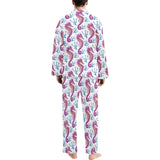 Purple seahorse blue coral pattern Men's Long Pajama Set