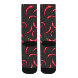 Chili peppers pattern black background Crew Socks