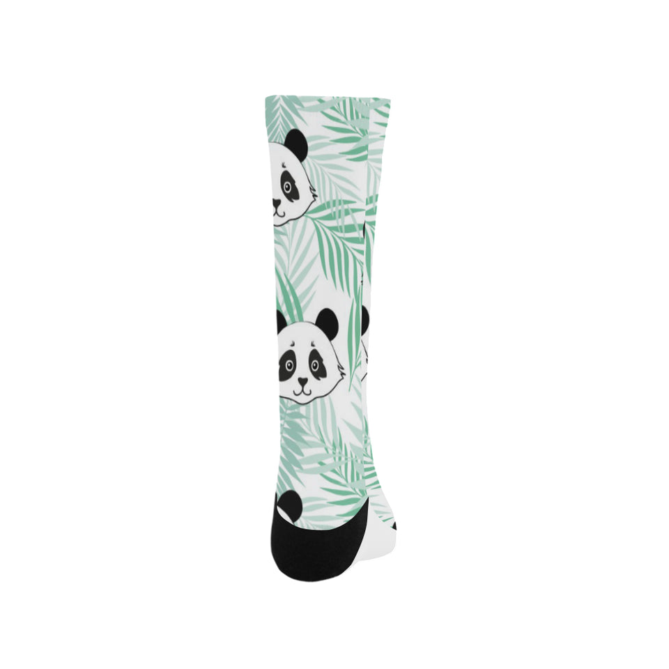 Panda pattern tropical leaves background Crew Socks
