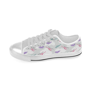 Helicopter plane pattern Men's Low Top Shoes White