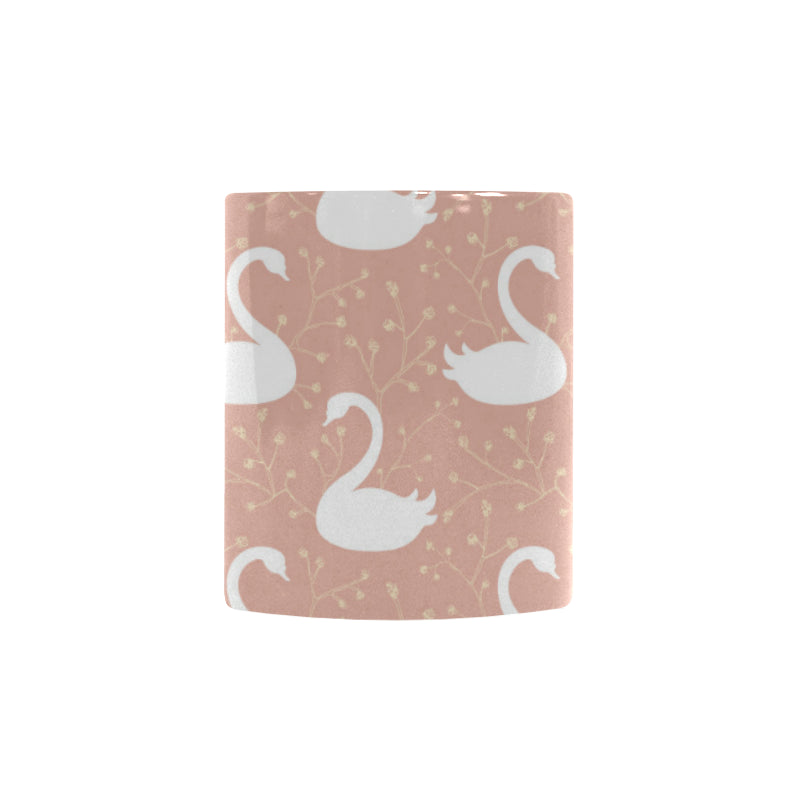 Swan flower light pink background Morphing Mug Heat Changing Mug