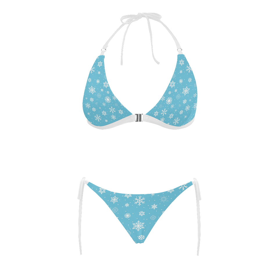 Snowflake pattern blue background Sexy Bikinis Two-Piece Swimsuits