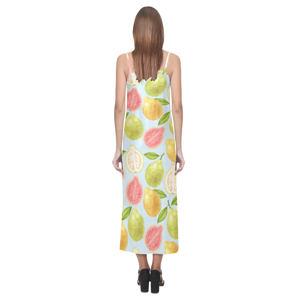 Guava design pattern V-Neck Open Fork Long Dress