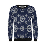 nautical steering wheel design pattern Women's Crew Neck Sweatshirt