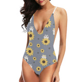Cute hamster sunflower pattern background Women's One-Piece Swimsuit