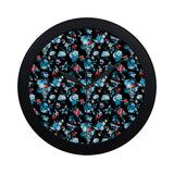 Skull flower roses leave pattern Elegant Black Wall Clock
