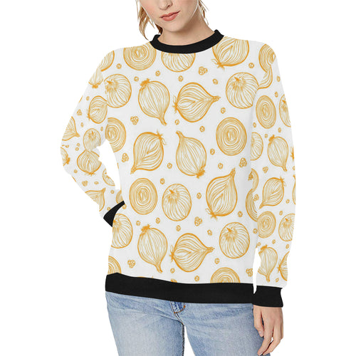 hand drawn onion pattern Women's Crew Neck Sweatshirt