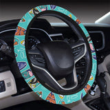 Surfboard Pattern Print Design 05 Car Steering Wheel Cover
