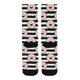 Donuts pink icing striped pattern Crew Socks