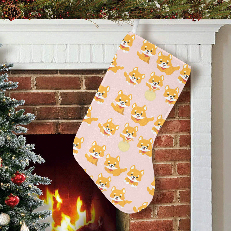 Cute shiba inu dog pattern Christmas Stocking