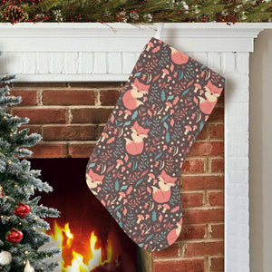 fox leaves mushroom pattern Christmas Stocking