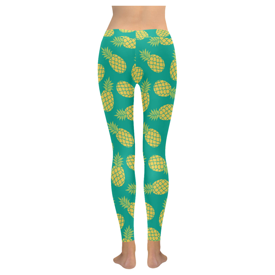 Pineapples pattern green background Women's Legging Fulfilled In US