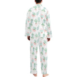 Pastel color cactus pattern Men's Long Pajama Set