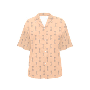 Engine Piston Cream Background Pattern Design 04 Women's All Over Print Hawaiian Shirt