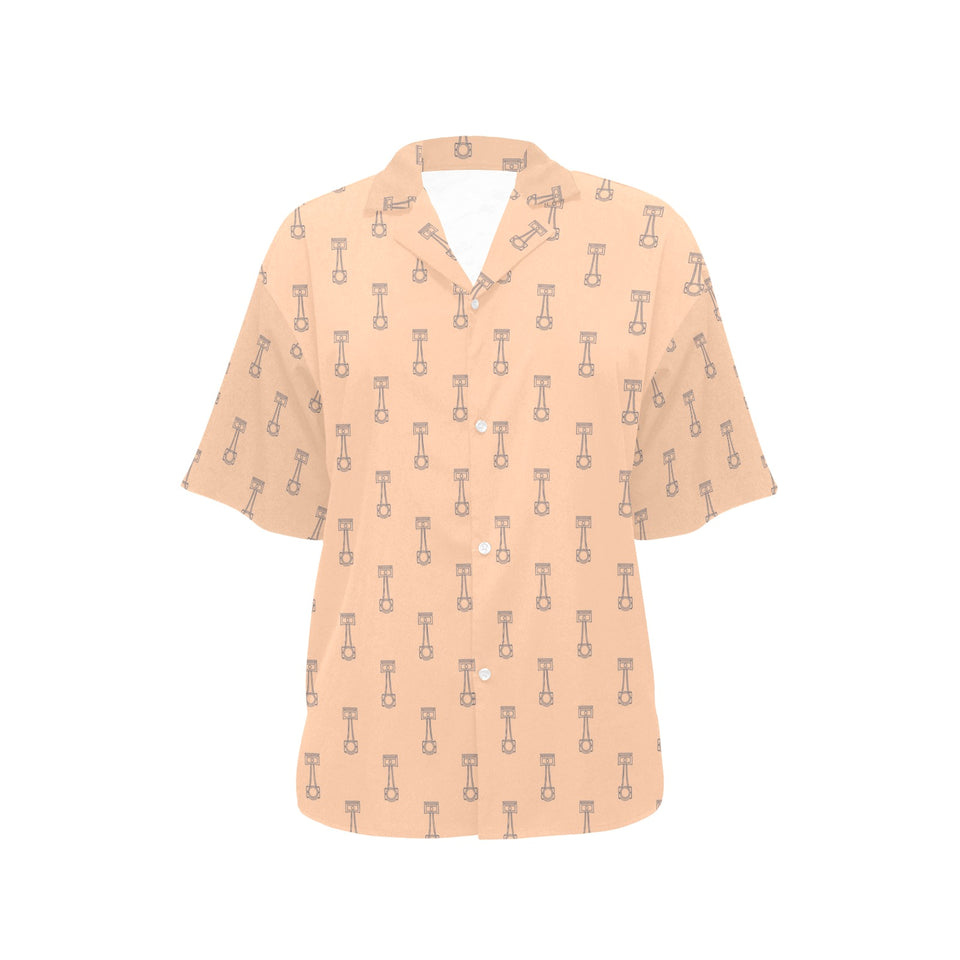Engine Piston Cream Background Pattern Design 04 Women's All Over Print Hawaiian Shirt
