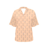 Engine Piston Cream Background Pattern Design 04 Women's All Over Print Hawaiian Shirt