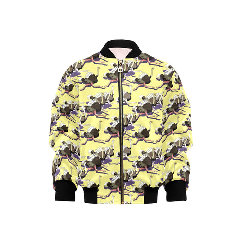 Ostrich Pattern Print Design 04 Kids' Boys' Girls' Bomber Jacket