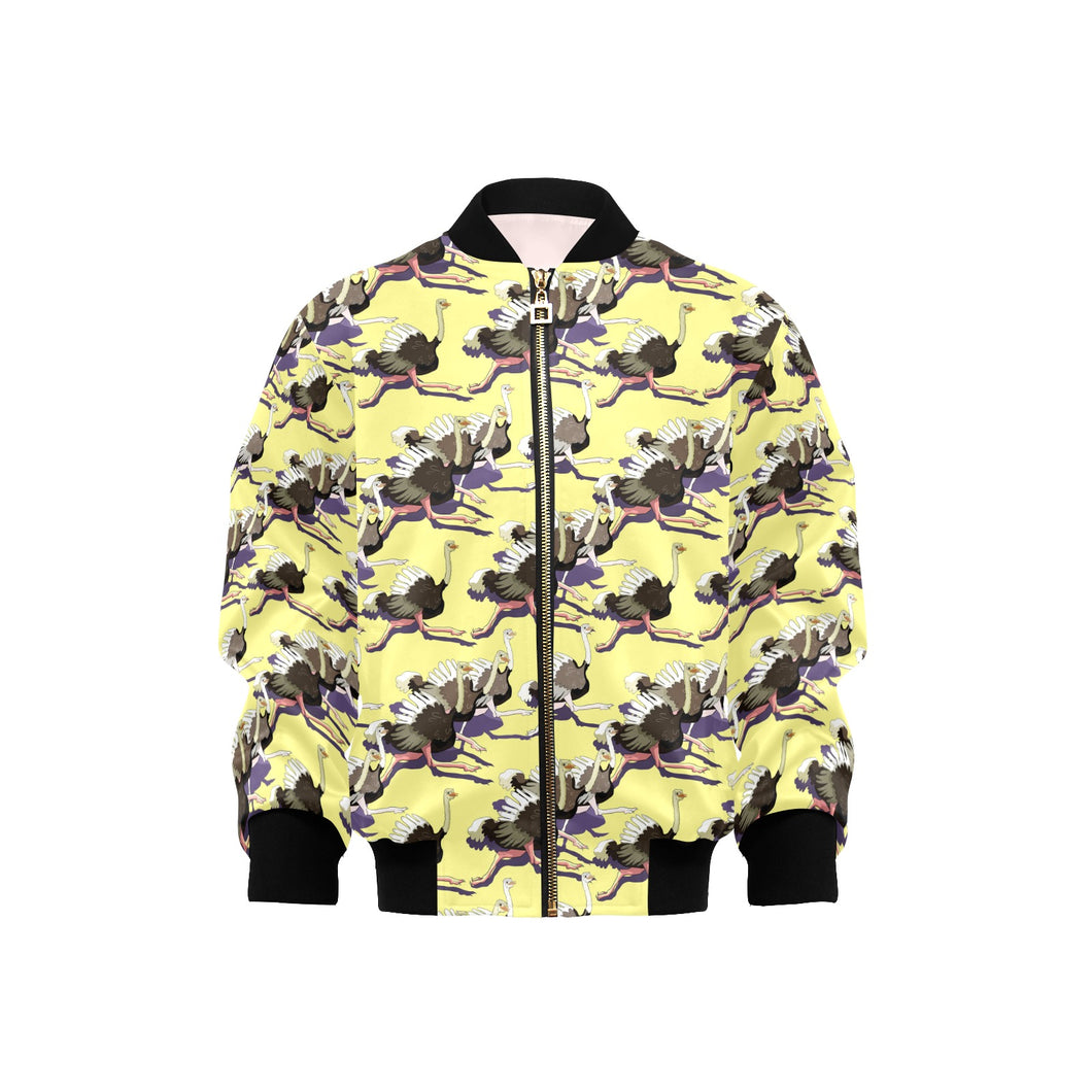 Ostrich Pattern Print Design 04 Kids' Boys' Girls' Bomber Jacket
