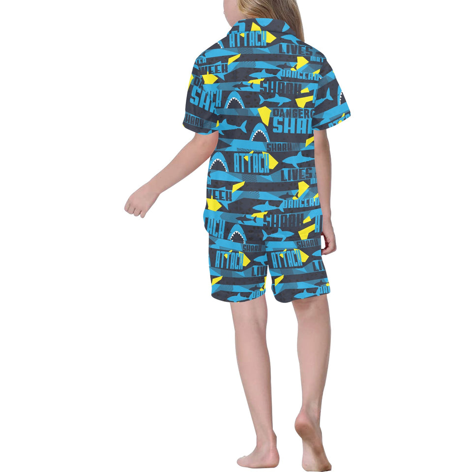Shark dangerous Kids' Boys' Girls' V-Neck Short Pajama Set
