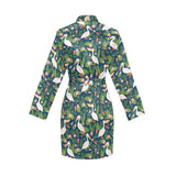 Pelican Pattern Print Design 05 Women's Long Sleeve Belted Night Robe