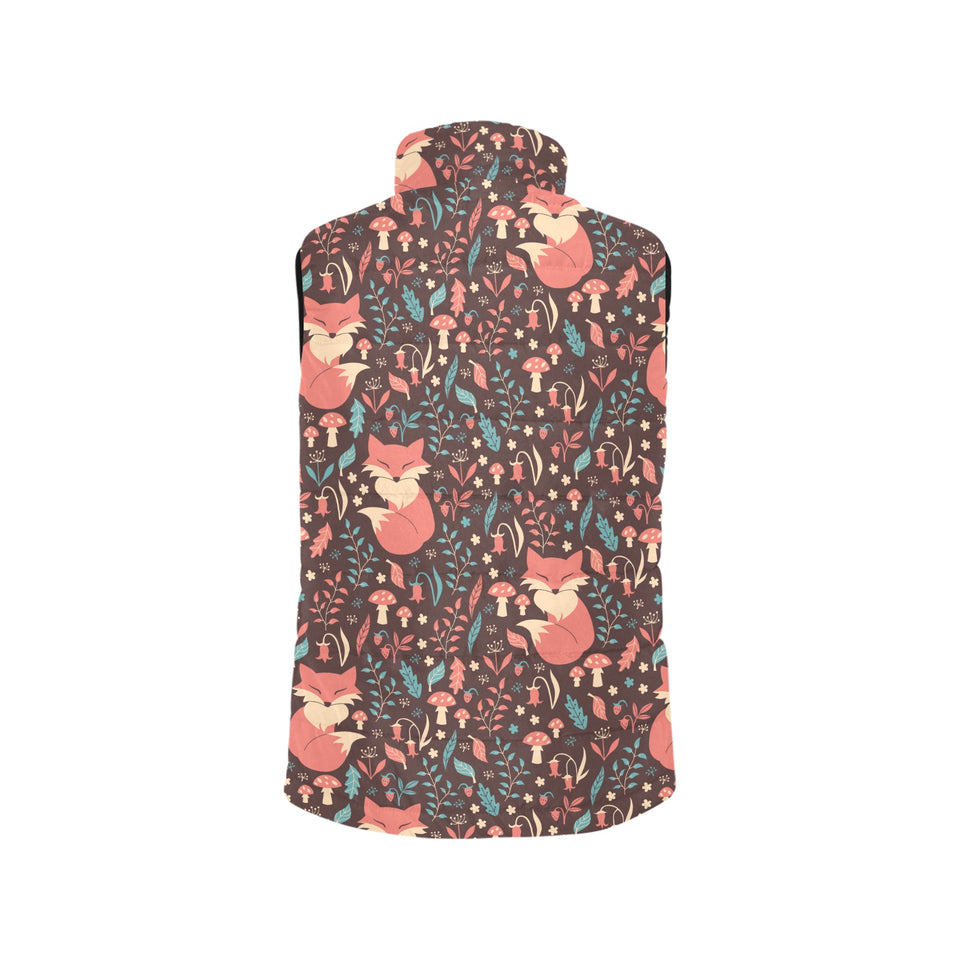 fox leaves mushroom pattern Women's Padded Vest