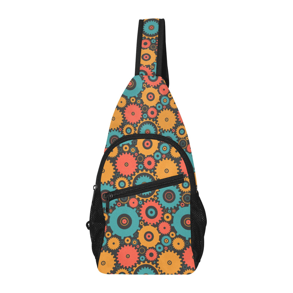 Gear Pattern Print Design 01 All Over Print Chest Bag
