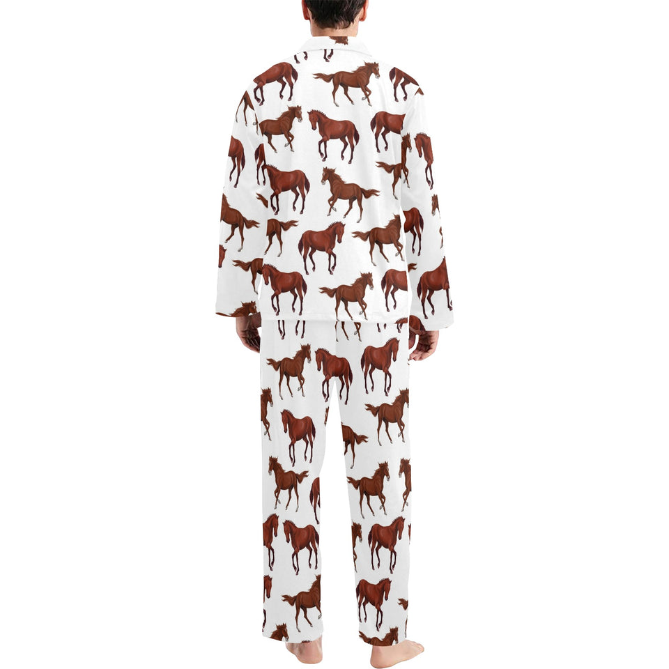 Horses running pattern background Men's Long Pajama Set