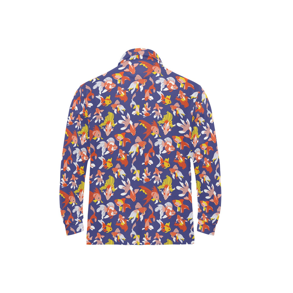 Goldfish Pattern Print Design 04 Men's Long Sleeve Polo Shirt