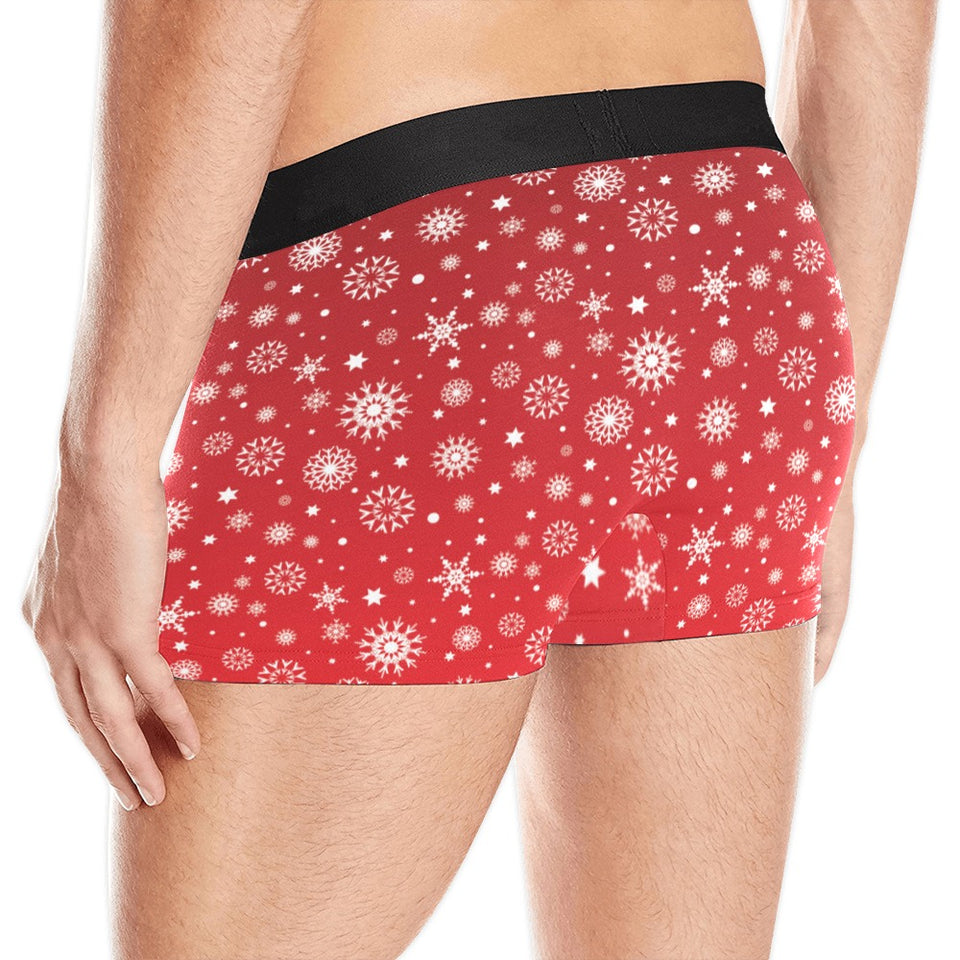 Snowflake pattern red background Men's All Over Print Boxer Briefs Men's Underwear