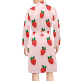 Strawberry beautiful pattern Men's Long Sleeve Belted Night Robe