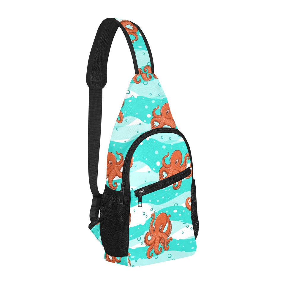 Octopuses sea wave background All Over Print Chest Bag