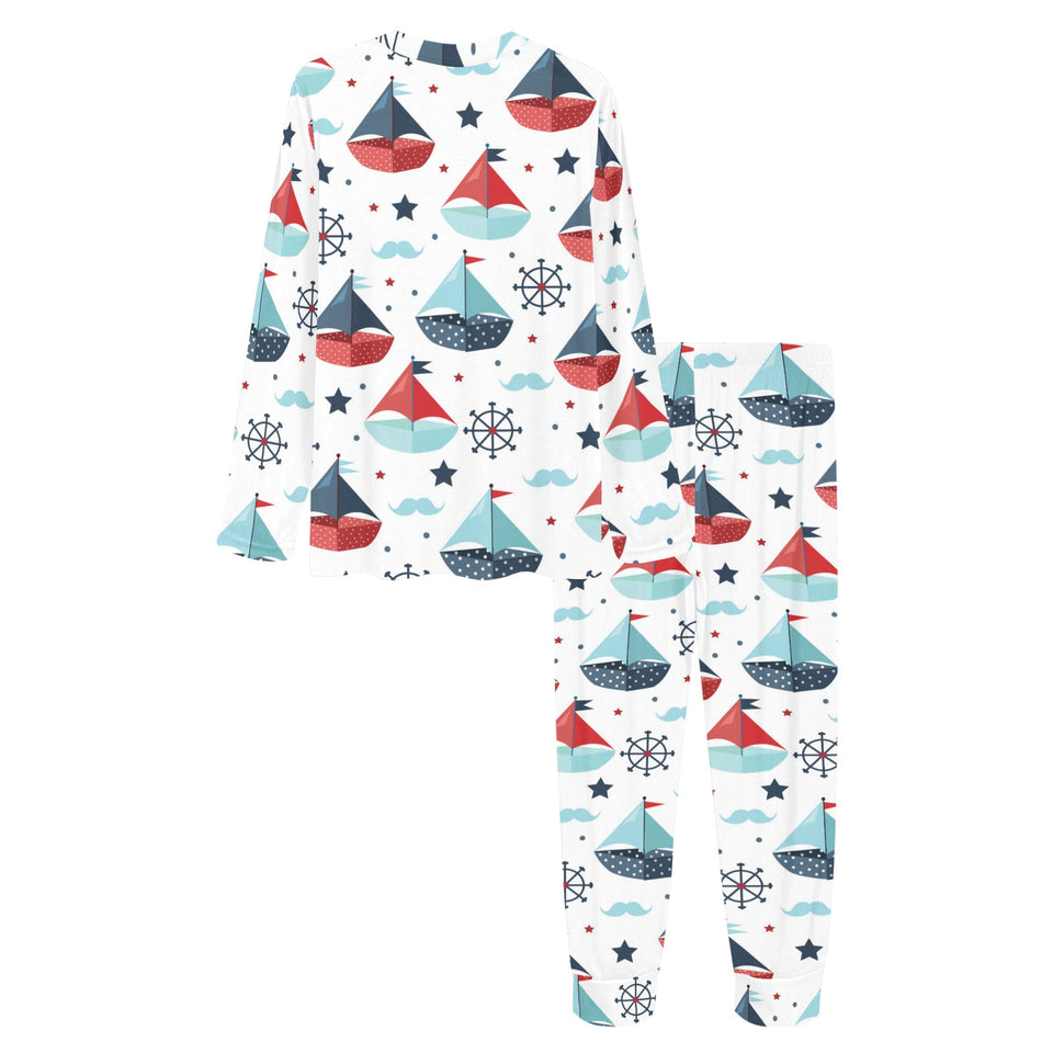 Cute color paper sailboat pattern Women's All Over Print Pajama Set