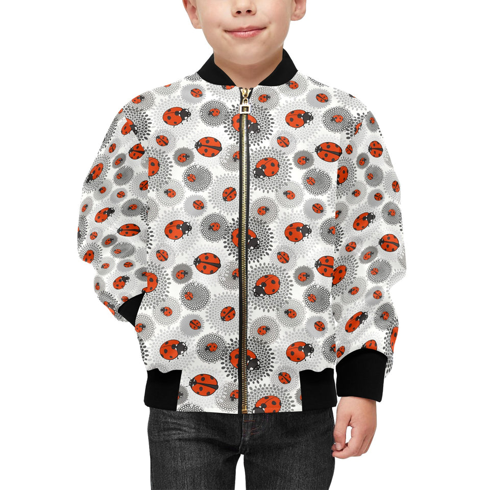Ladybug Pattern Print Design 05 Kids' Boys' Girls' Bomber Jacket