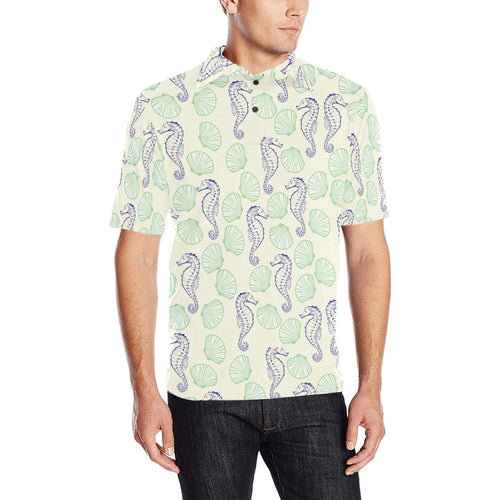 Seahorse shell pattern Men's All Over Print Polo Shirt
