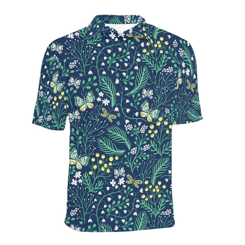 butterfly leaves pattern Men's All Over Print Polo Shirt