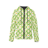 Fried Eggs Pattern Print Design 01 Women's Padded Hooded Jacket