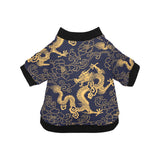 Gold dragon pattern All Over Print Pet Dog Round Neck Fuzzy Shirt