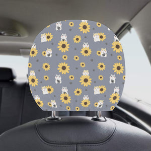 Cute hamster sunflower pattern background Car Headrest Cover